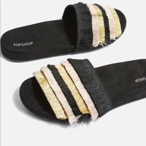 Topshop black and gold fridge slides